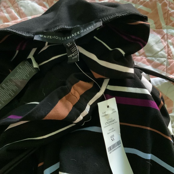 WHBM XL Convertible Stripe Maxi Dress Skirt Black Rayon NWT - Picture 2 of 5